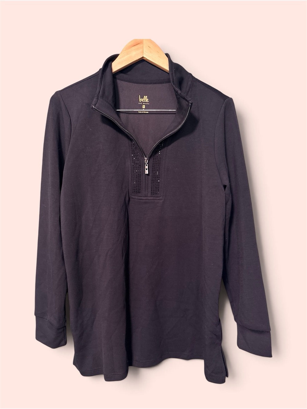 Belle by Kim Gravel QVC / super soft Black Half-Zip Sweater size M
